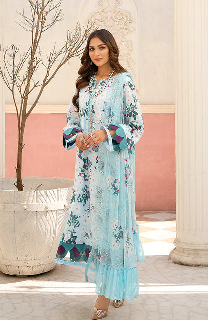 Alzohaib - 3-PIECE BAMBER CHIKANKARI DUPATTA -SSBCD-23-03 (STITCHED)