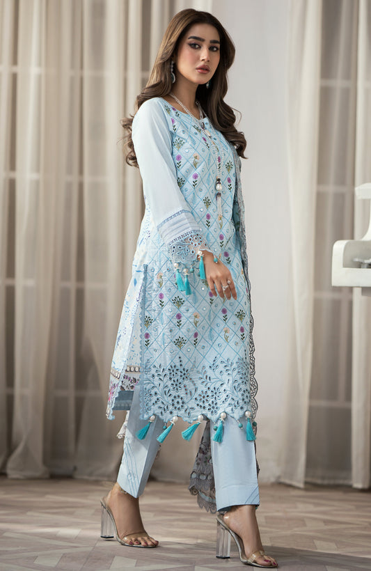Alzohaib - 3 PIECE EMBROIDERED SUNSHINE CUTWORK-SBE-23-03
