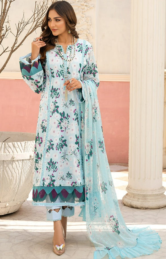 Alzohaib - 3-PIECE BAMBER CHIKANKARI DUPATTA -SSBCD-23-03 (STITCHED)