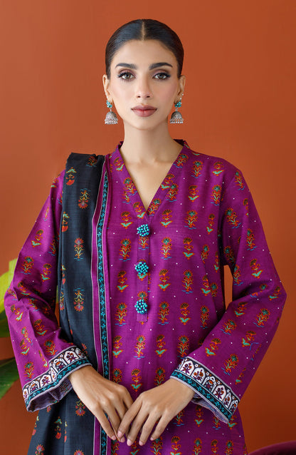 Orient - Unstitched 3 Piece Printed Khaddar Shirt , Khaddar Pant and Khaddar Dupatta
