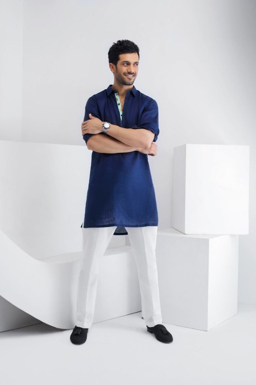 Blue Linen Kurta