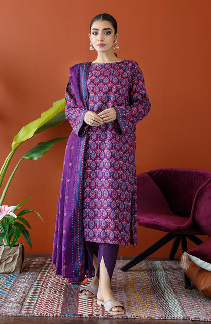 Orient - Unstitched 3 Piece Printed Cambric Shirt , Cambric Pant and Lawn Dupatta