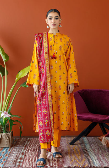 Orient - Unstitched 3 Piece Printed Cambric Shirt , Cambric Pant and Lawn Dupatta