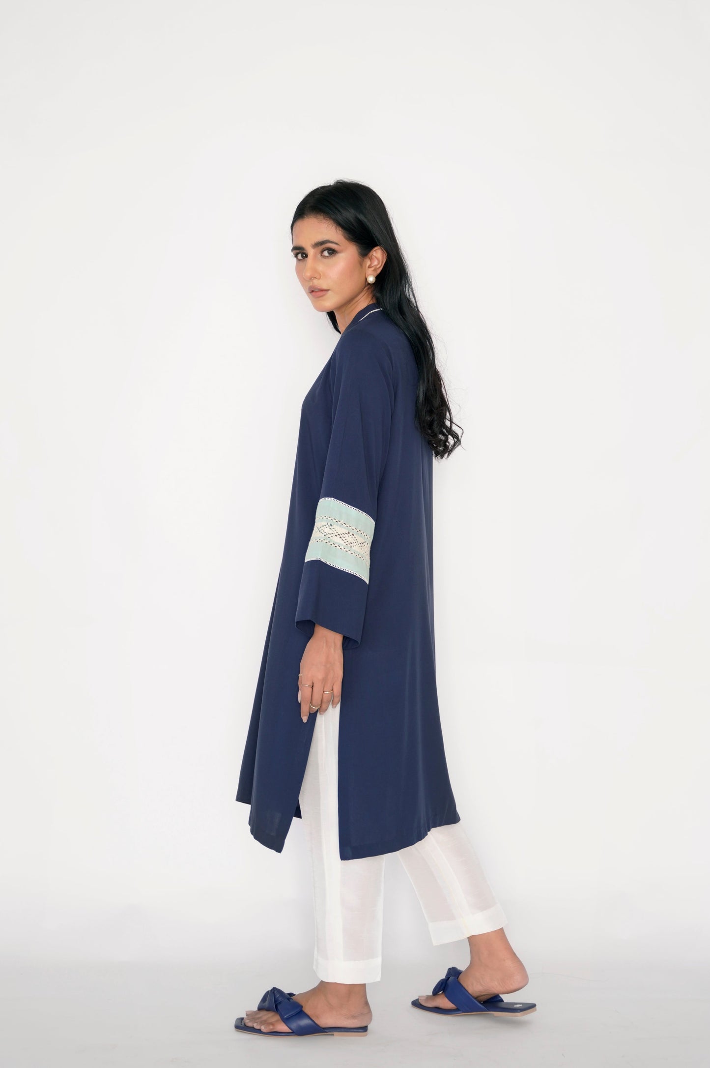 Ayesha Naveed - Midnight blue with tarkashi