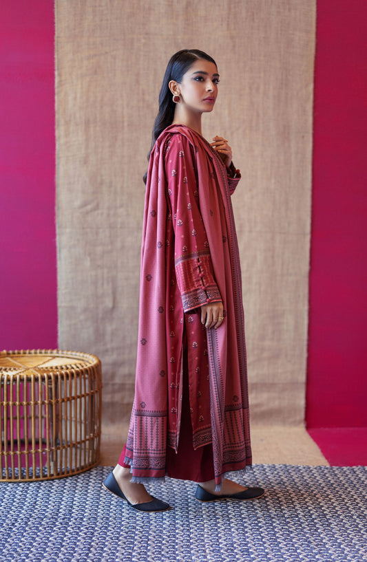 Orient - Unstitched 3 Piece Printed Linen Shirt , Linen Pant and Linen Dupatta