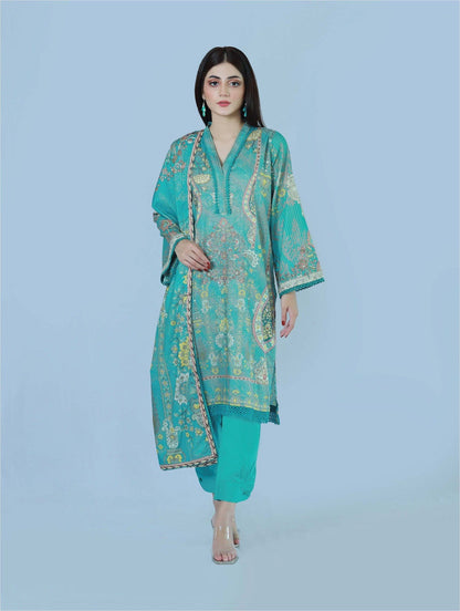 Bareeq Outfits - Trible Charm 3 Piece Printed Suit
