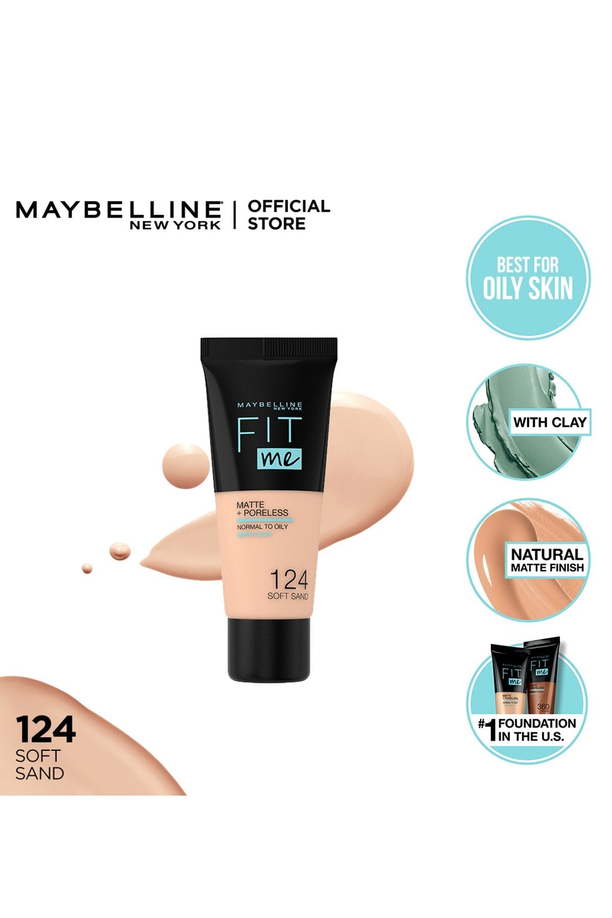 Fit Me! Matte & Poreless Liquid Foundation - 124 Soft Sand