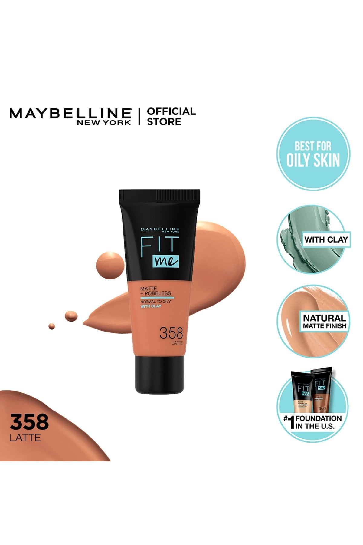 Fit Me! Matte & Poreless Foundation - 358 Latte