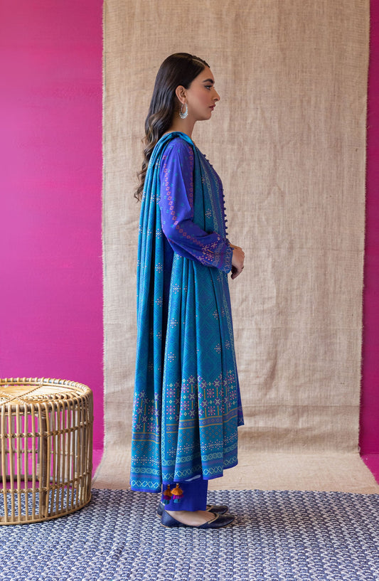 Orient - Unstitched 3 Piece Printed Linen Shirt , Linen Pant and Linen Dupatta