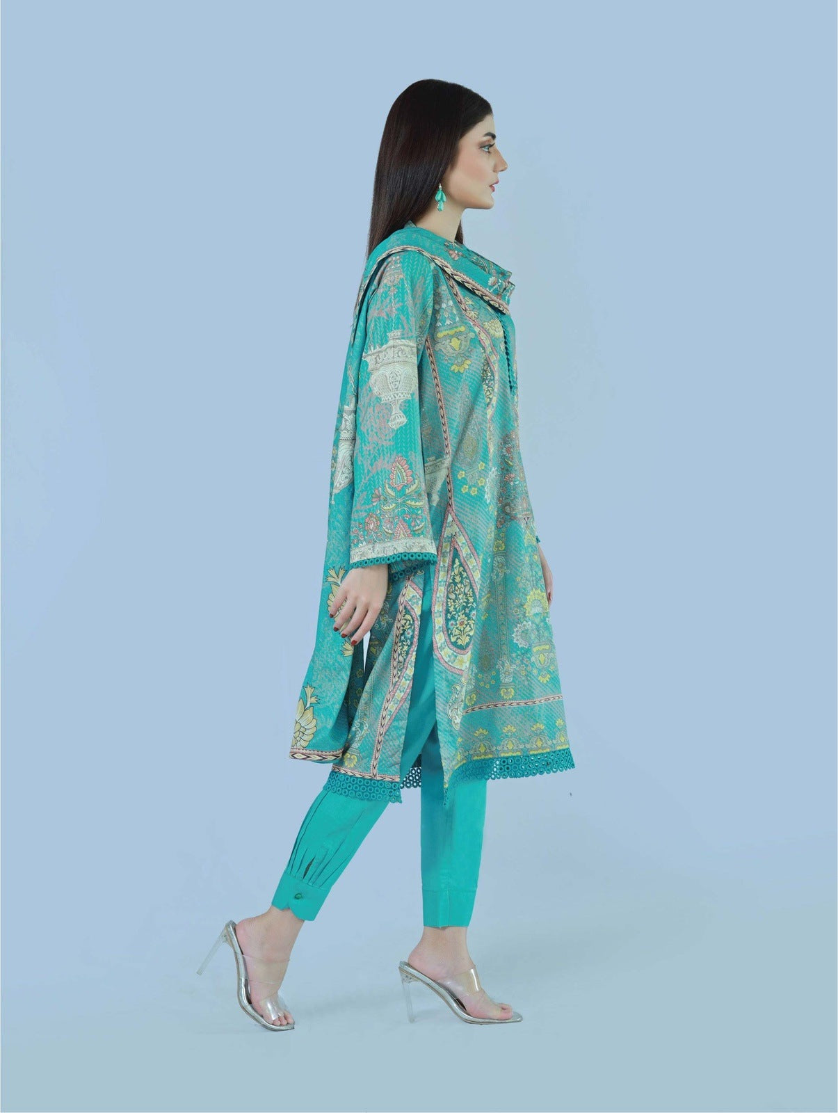 Bareeq Outfits - Trible Charm 3 Piece Printed Suit