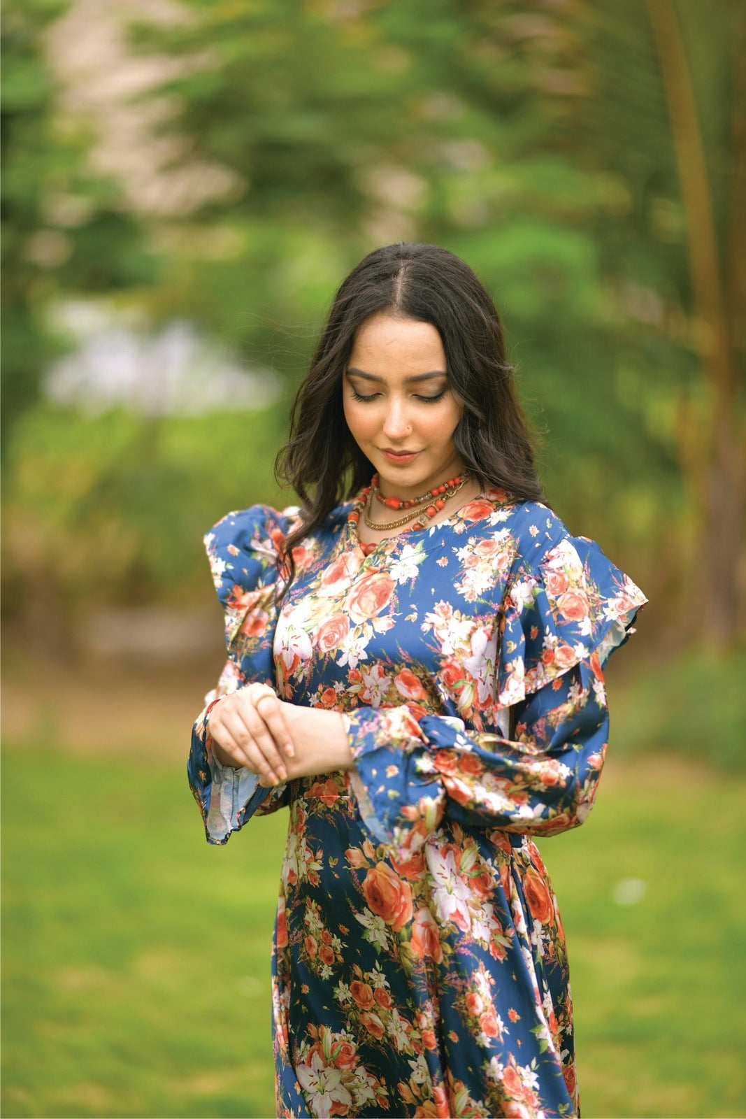 Bareeq Outfits - Blue Printed Frock