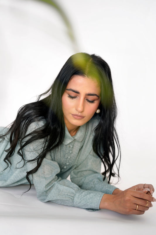 Ayesha Naveed - Mila shirt light teal