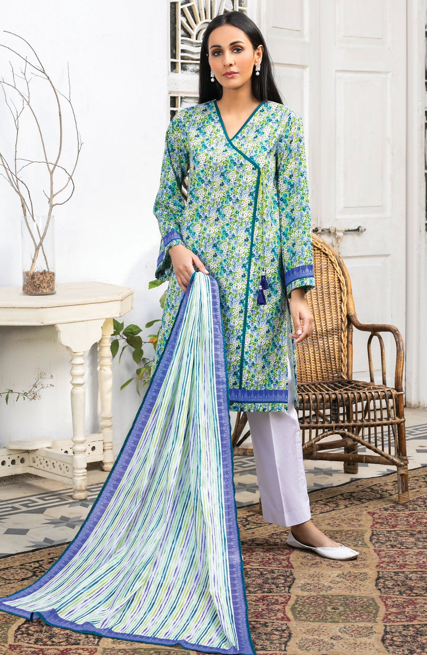 Orient - Unstitched 2 Piece Printed Lawn Shirt Dupatta