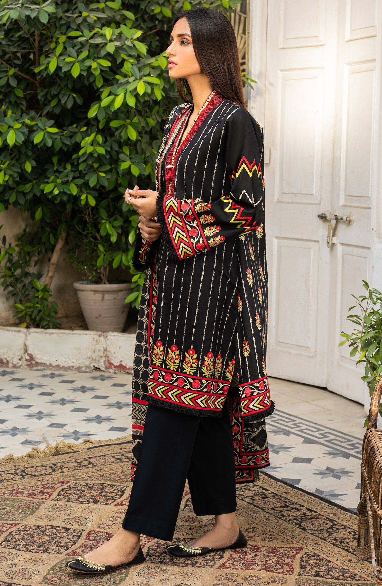 Orient - Unstitched 2 Piece Embroidered Lawn Shirt Dupatta