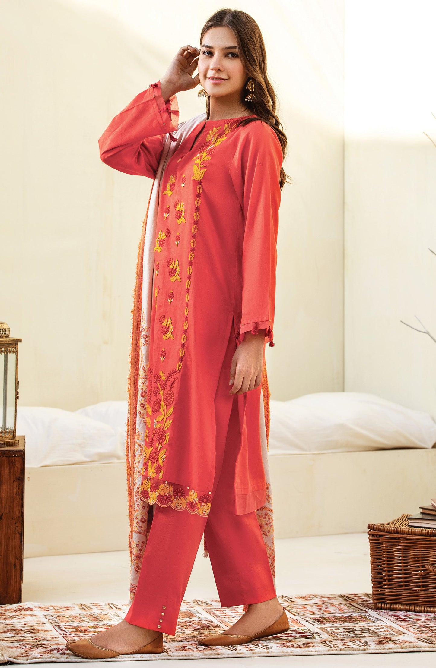 Orient - Unstitched 3 Piece Embroidered Textured Heavy Cotton Suit