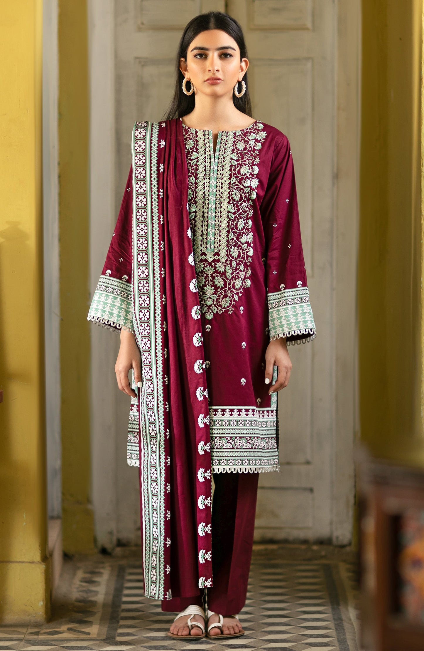 Orient - Unstitched 3 Piece Festive Embroidered Winter Suit