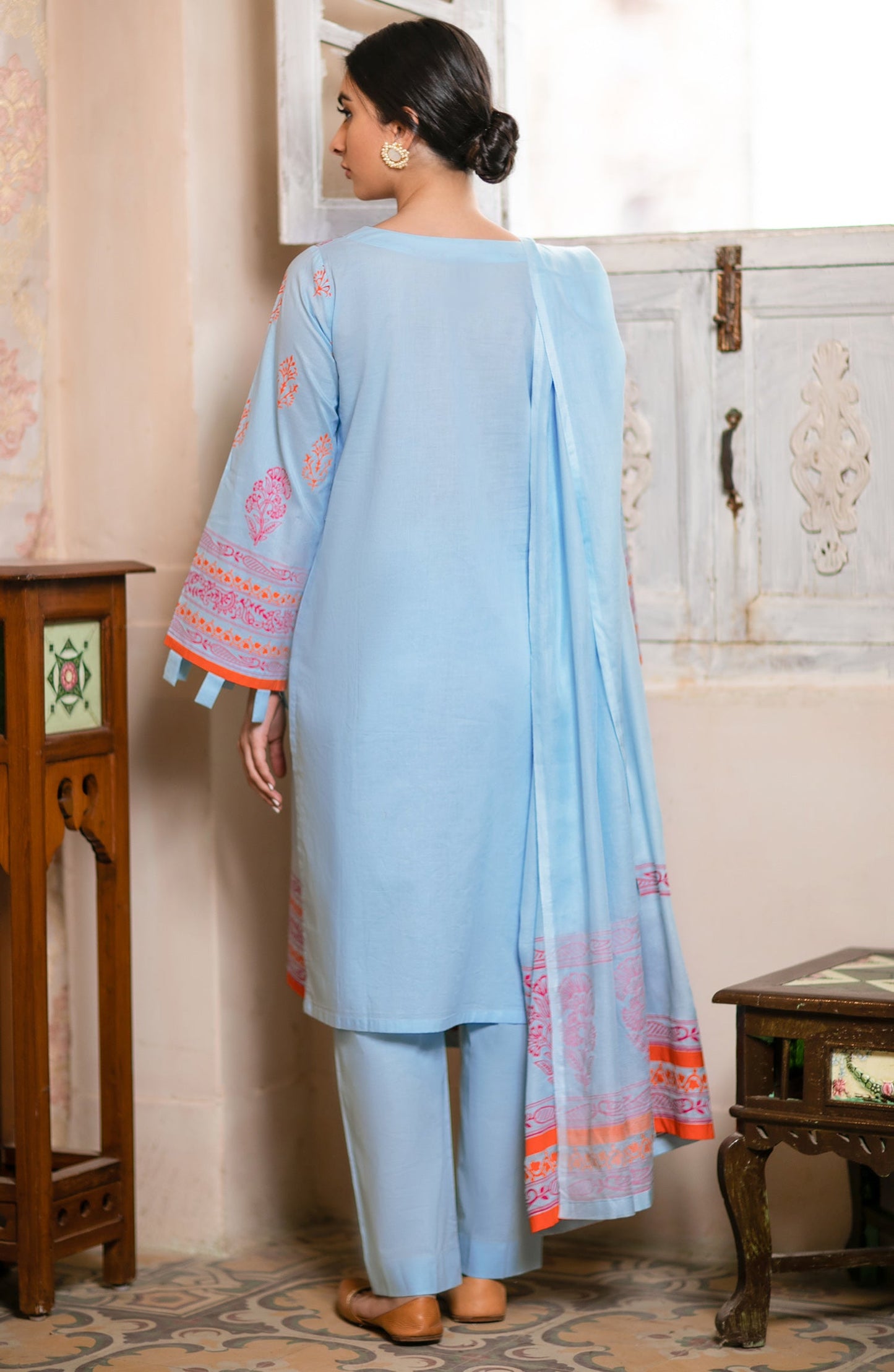 Orient - Unstitched 3 Piece Block Printed Embroidered Winter Suit