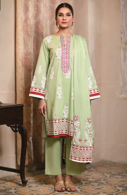 Orient - Unstitched 3 Piece Block Printed Embroidered Suit