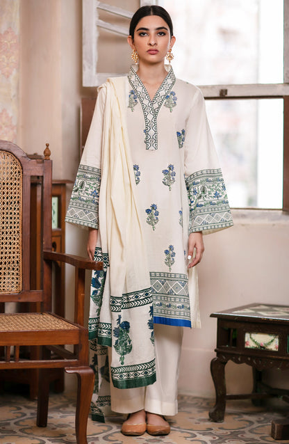 Orient - Unstitched 3 Piece Block Printed Embroidered Winter Suit