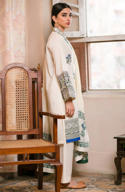 Orient - Unstitched 3 Piece Block Printed Embroidered Winter Suit