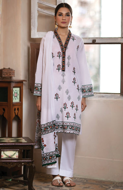 Orient - Unstitched 3 Piece Block Printed Embroidered Suit