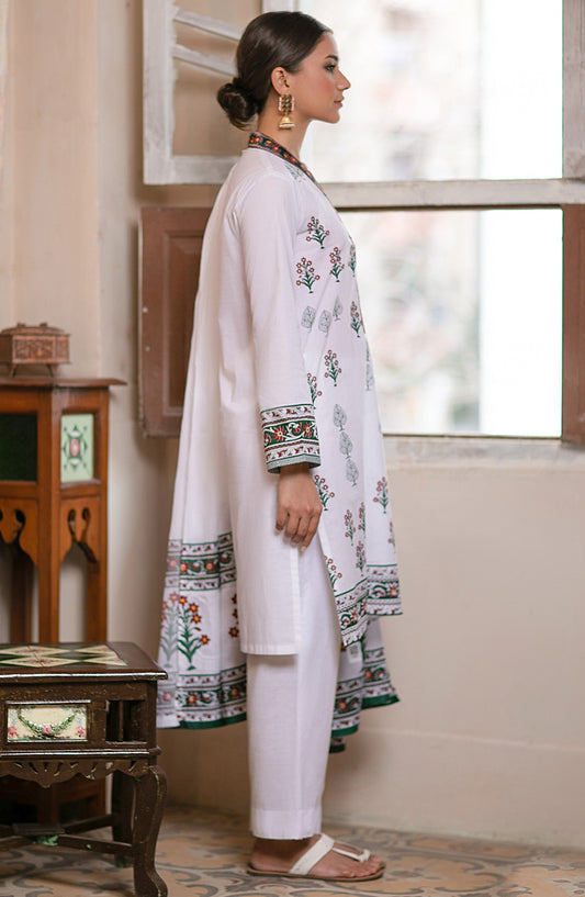 Orient - Unstitched 3 Piece Block Printed Embroidered Suit