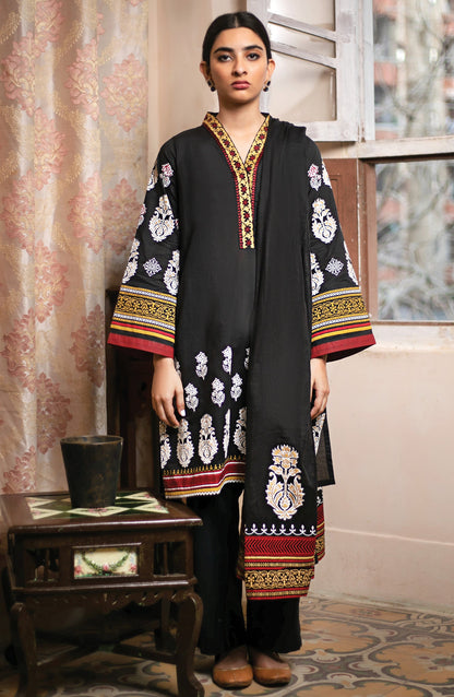 Orient - Unstitched 3 Piece Block Printed Embroidered Suit