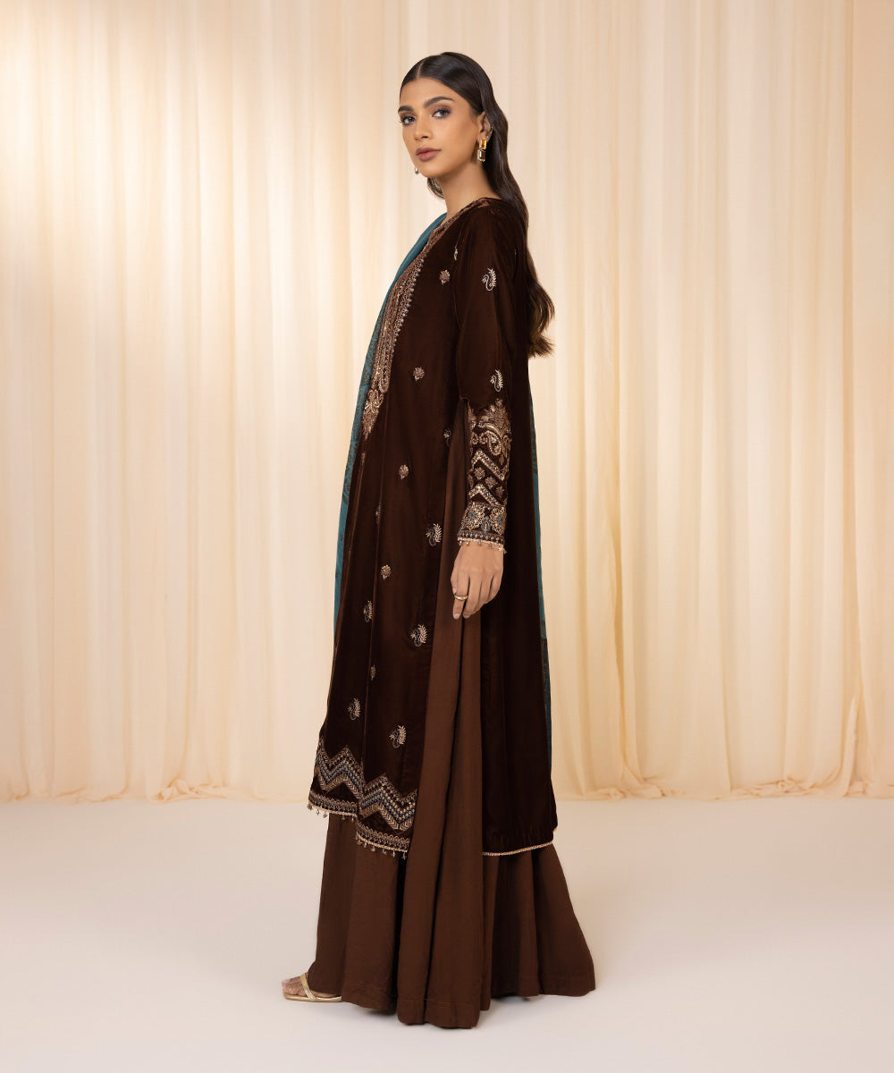 Sapphire - 3 Piece - Embroidered Velvet Suit