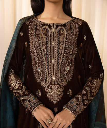 Sapphire - 3 Piece - Embroidered Velvet Suit