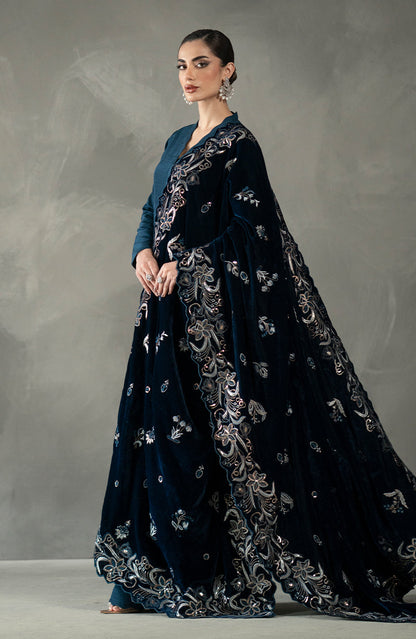 Seran - Teal Velvet Shawl