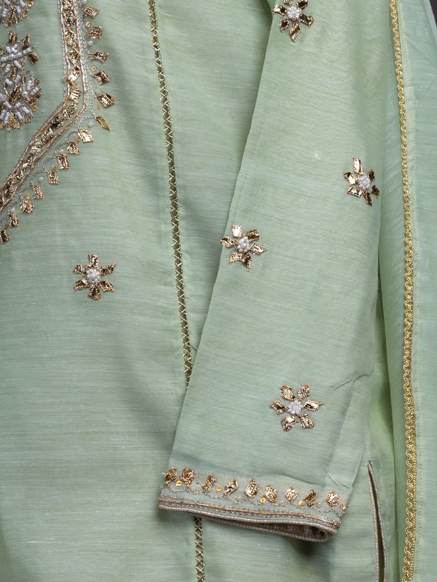 Eraj Hussain - Gotta Patti Pistachio - Stitched