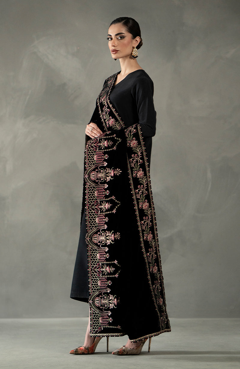Seran - Black Velvet Shawl