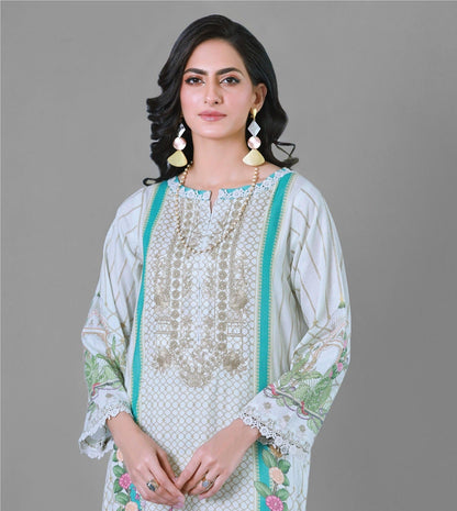 Bareeq Outfits - Bristle Brush 3 Piece Printed Suit