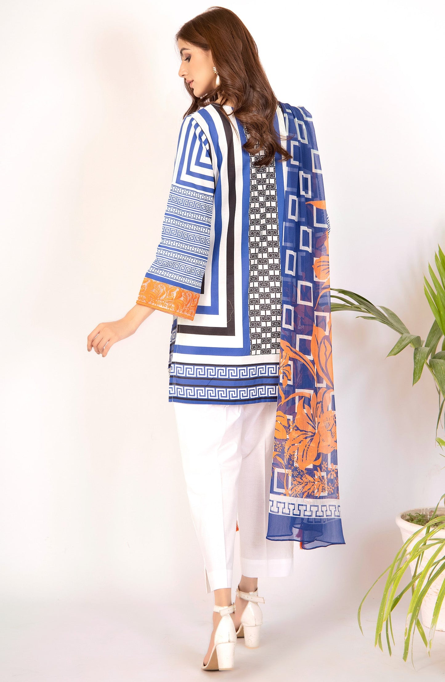 Orient - Unstitched 2 Piece Embroidered Lawn Shirt & Chiffon Dupatta