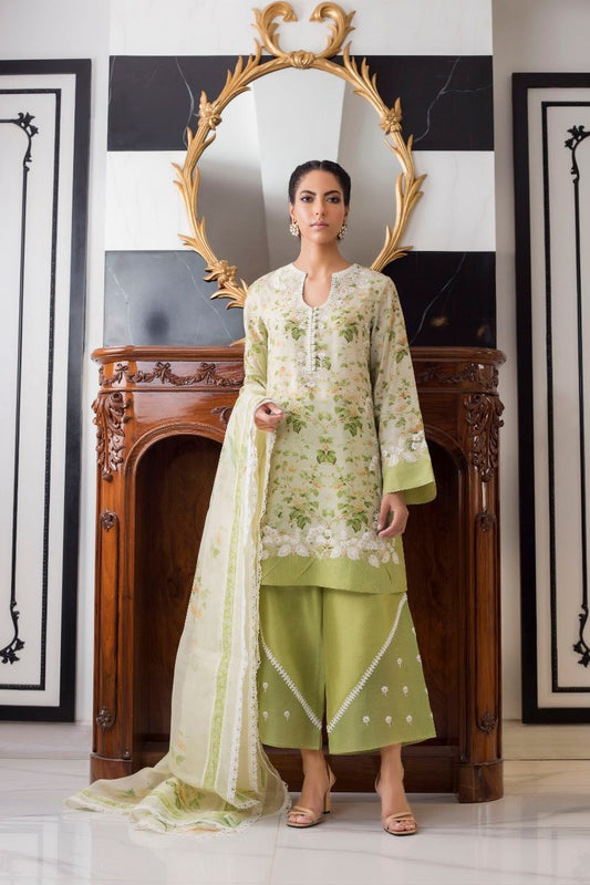 Khaddi Silk Kurta And Culottes with Dupatta