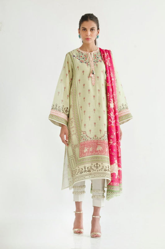 Printed Cotton Net Shirt And trousers with Dupatta 2