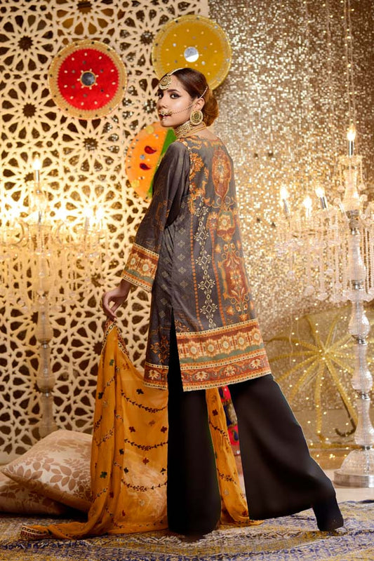 Adan's Libas - Danburite - Digital Embroidered Mesuri Lawn Unstitch (3 Piece)