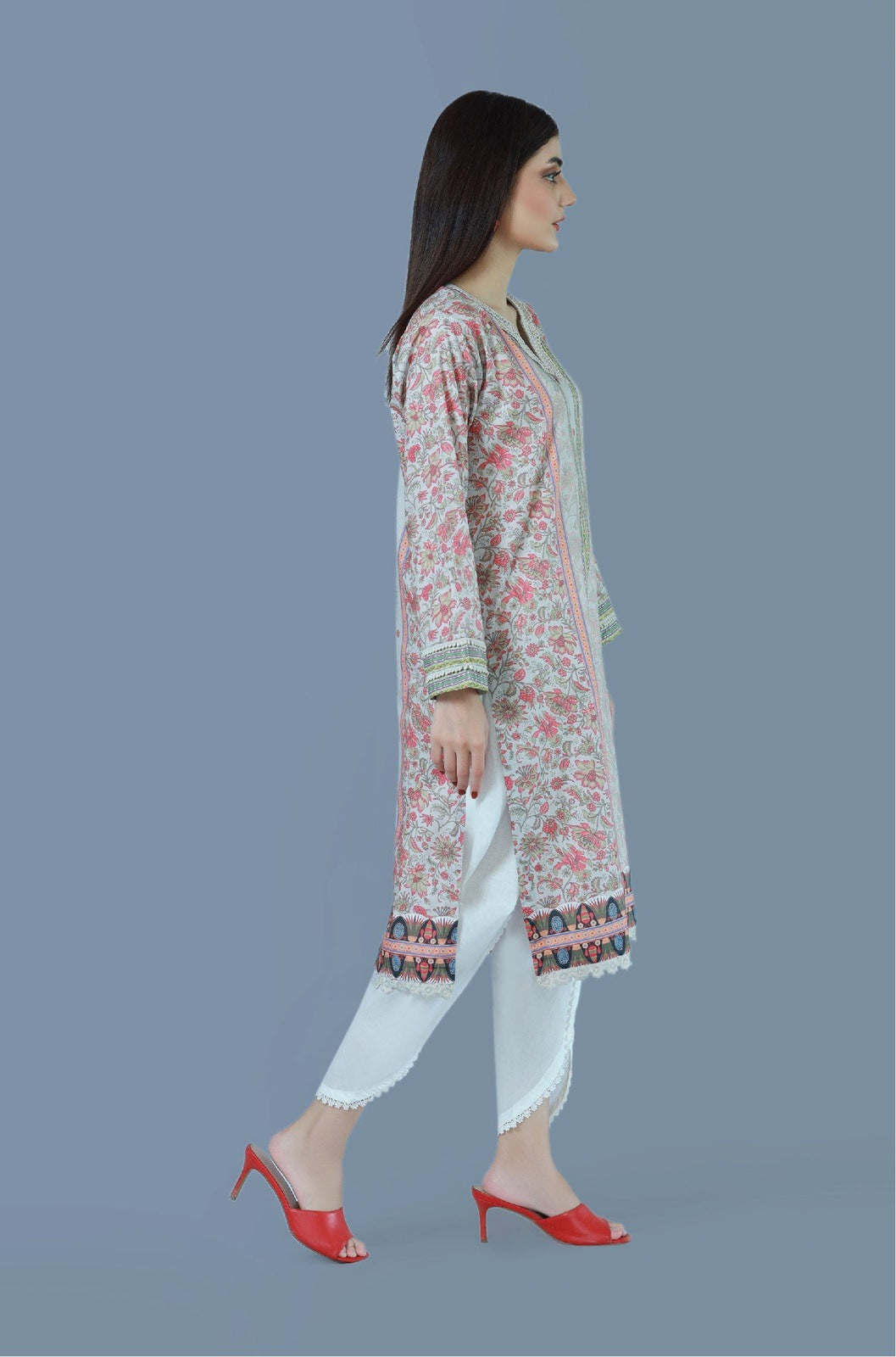 Bareeq Outfits - Coral Delight Printed Lawn Shirt