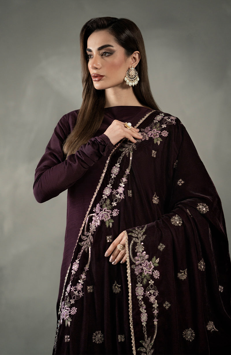 Seran - Plum Velvet Shawl