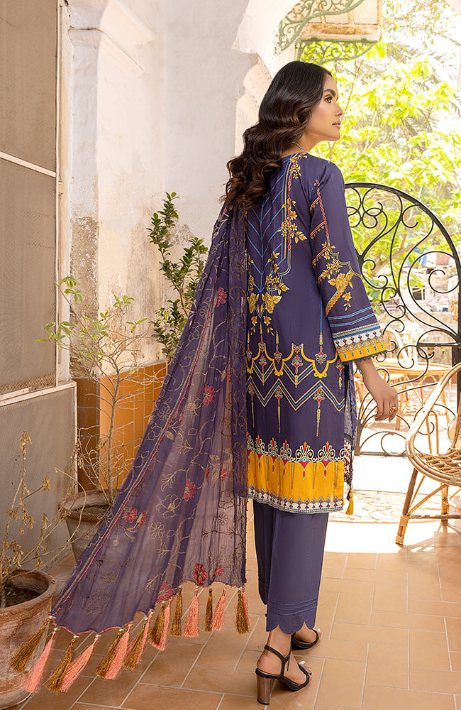 Alzohaib - 3 Piece Unstitched Embroidered Lawn-RFE-23-04