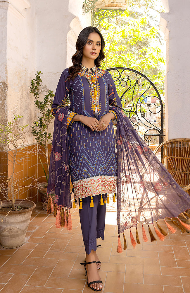 Alzohaib - 3 Piece Unstitched Embroidered Lawn-RFE-23-04