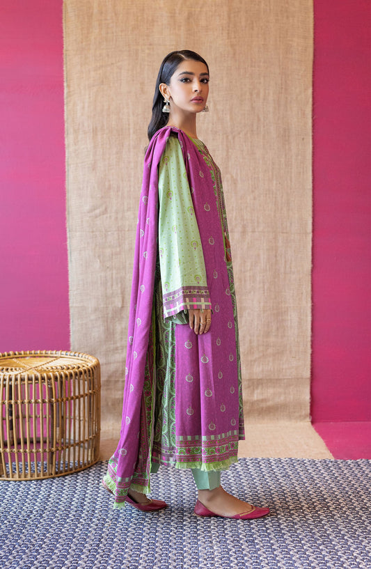 Orient - Unstitched 3 Piece Printed Linen Shirt , Linen Pant and Linen Dupatta