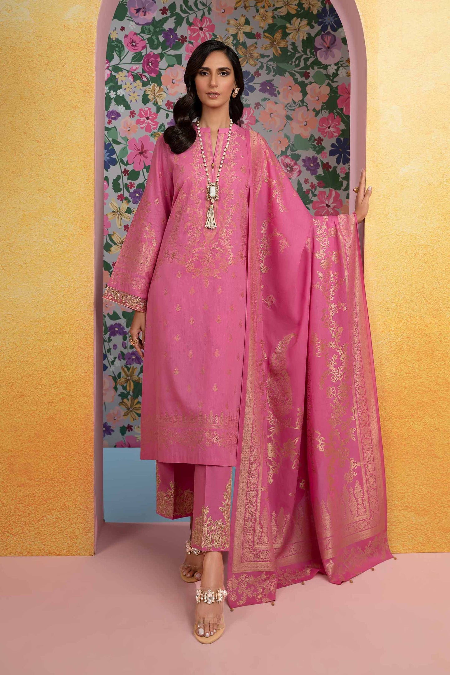 Nishat Linen - 3 Piece - Embroidered Jacquard Suit - 42301768