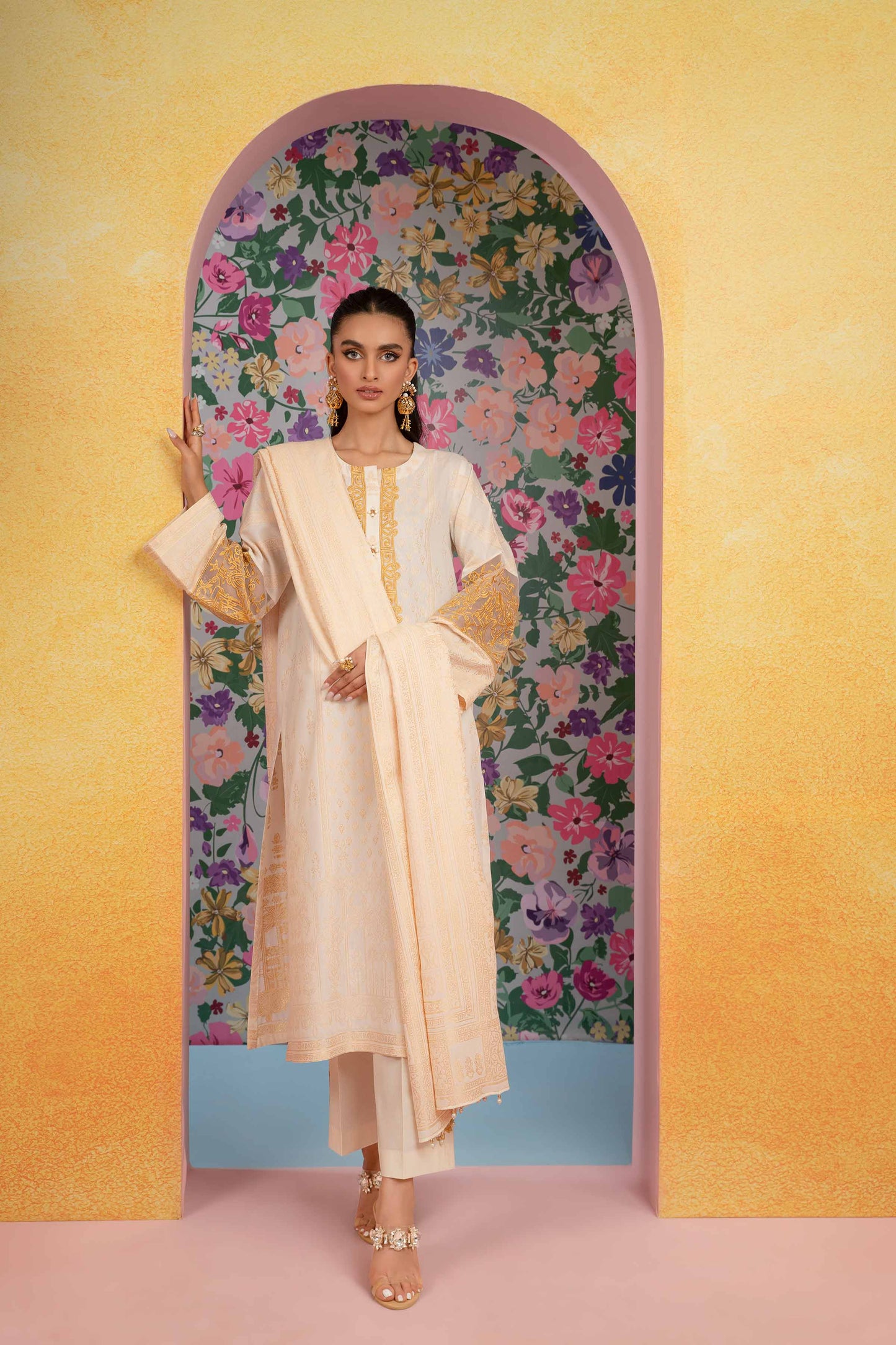 Nishat Linen - 3 Piece - Embroidered Jacquard Suit - 42301771