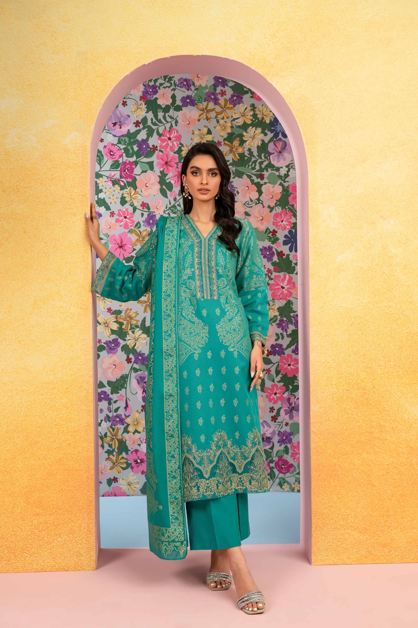 Nishat Linen - 3 Piece - Embroidered Jacquard Suit - 42301774