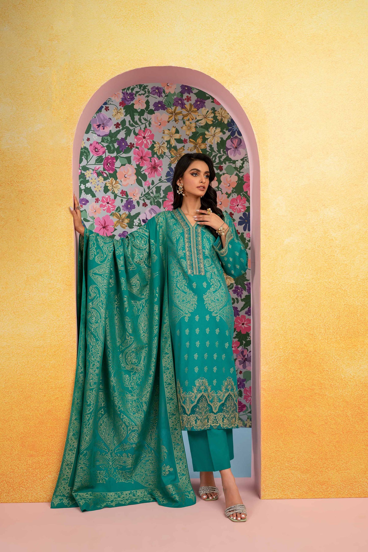 Nishat Linen - 3 Piece - Embroidered Jacquard Suit - 42301774