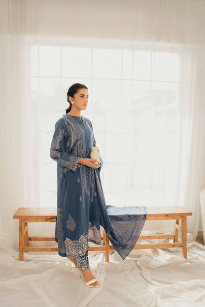 Nishat Linen - 3 Piece - Embroidered Jacquard Suit - 42301775