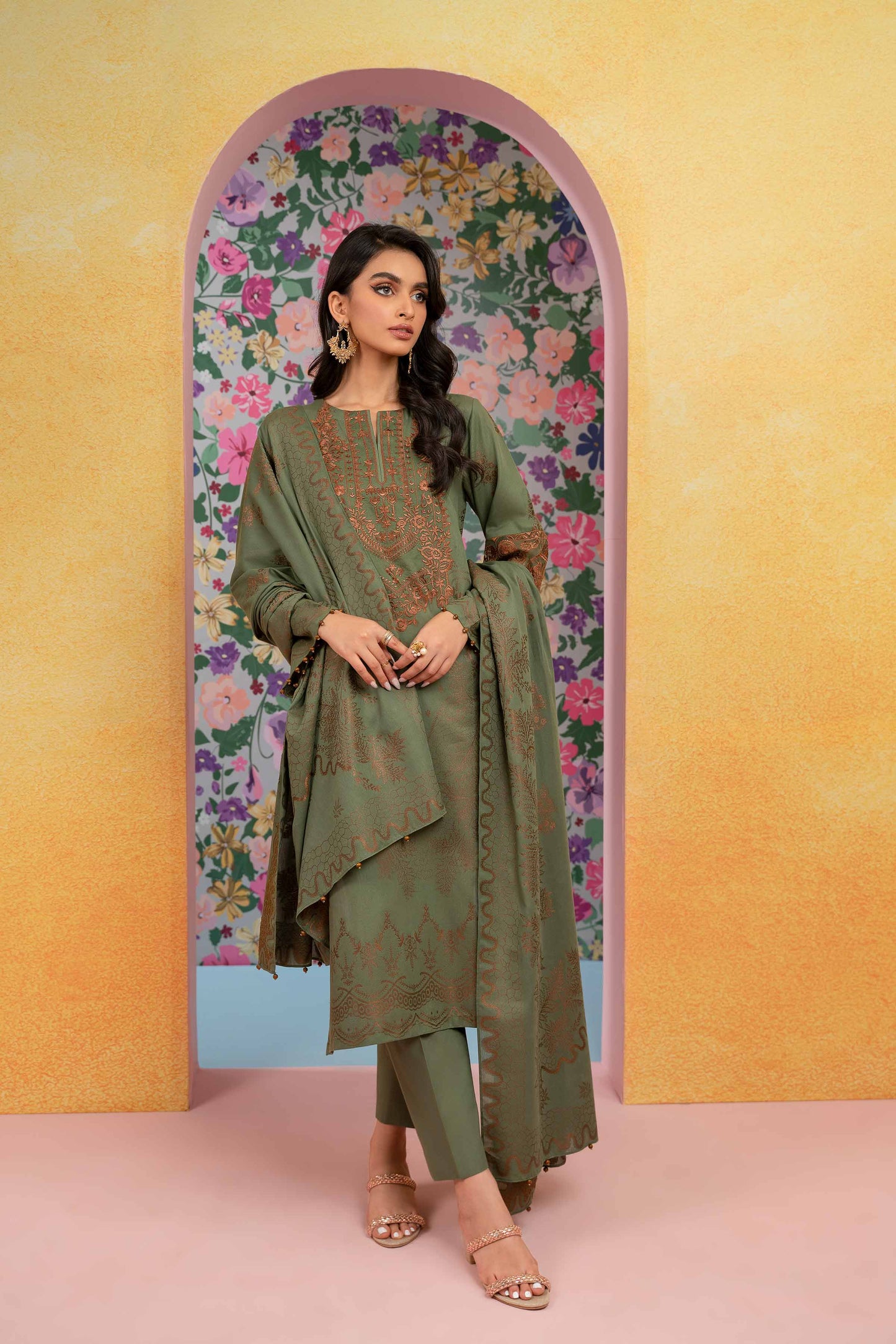 Nishat Linen - 3 Piece - Embroidered Jacquard Suit - 42301776