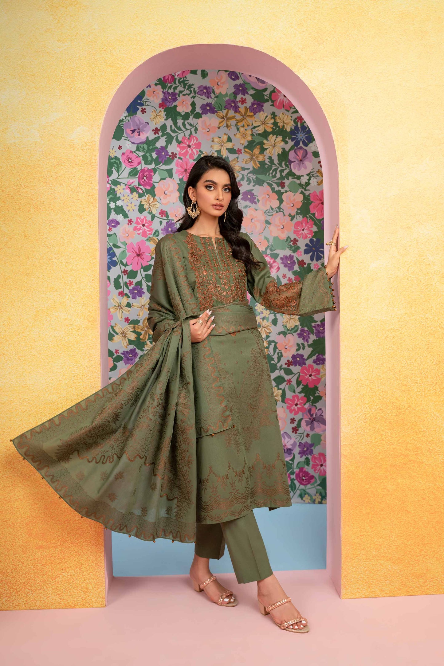 Nishat Linen - 3 Piece - Embroidered Jacquard Suit - 42301776