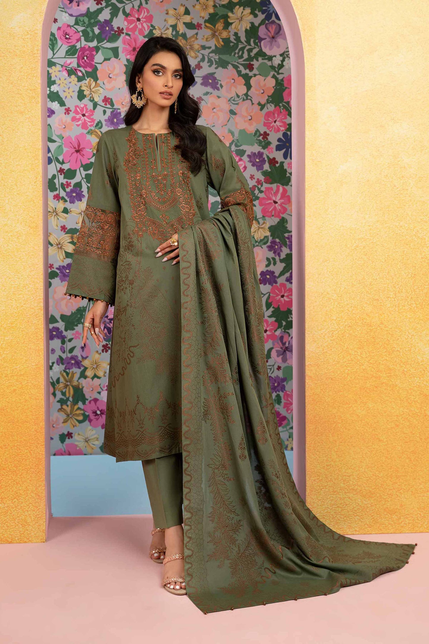 Nishat Linen - 3 Piece - Embroidered Jacquard Suit - 42301776